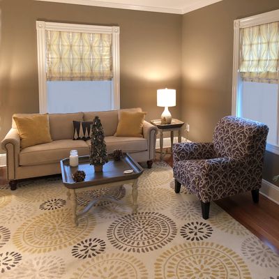 Kerri Anastas designed this livingroom in Norwood, MA